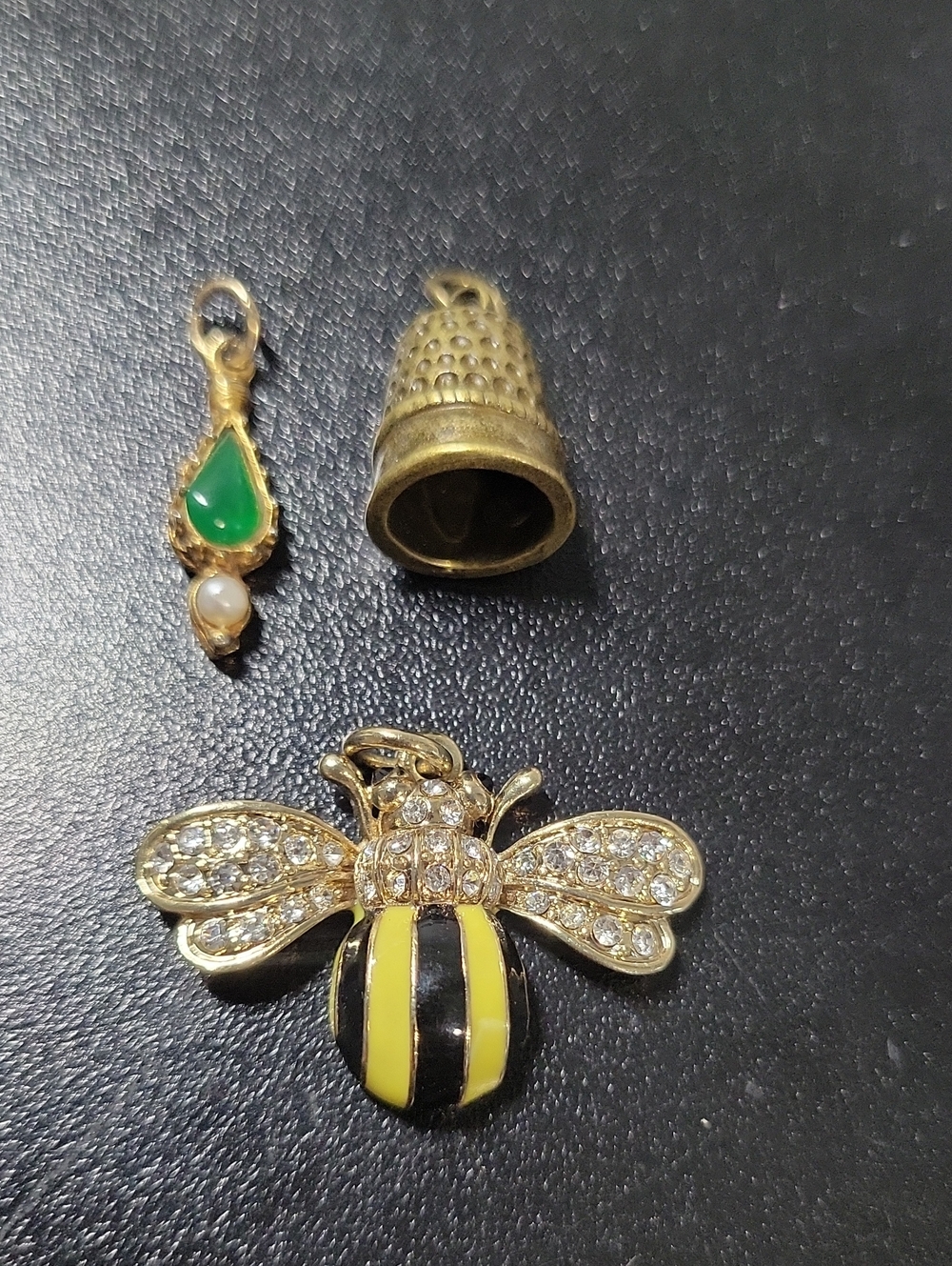 Gold-Tone Bee Pendant with Black and Yellow Enamel